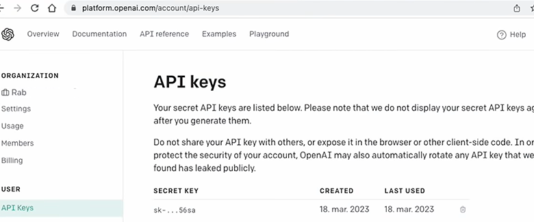 API keys